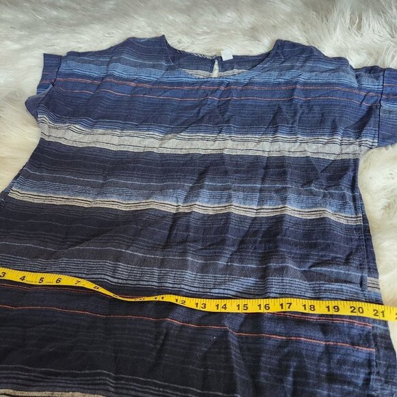 Old Navy Linen Blend Dress Women size Large Pinstripe Shirt Short Lagenlook - Picture 8 of 16